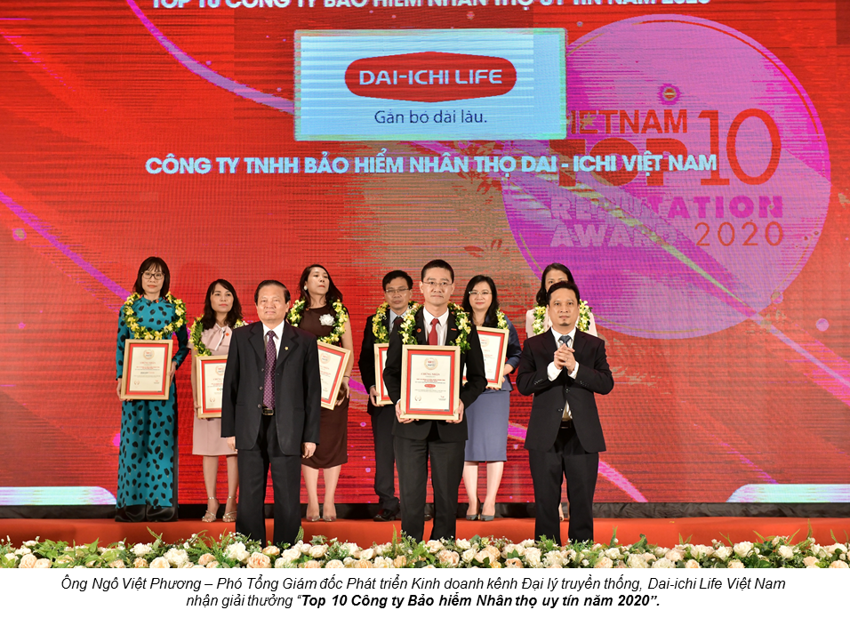 Dai-ichi Life Việt Nam vinh dự đạt “Top 10 Công ty Bảo hiểm Nhân thọ uy tín năm 2020” và “Top 500 Doanh nghiệp tăng trưởng nhanh nhất Việt Nam”